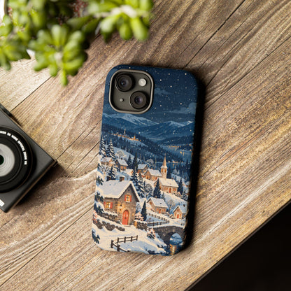 Snowfall on Juniper Lane iPhone Tough Case | christmas village