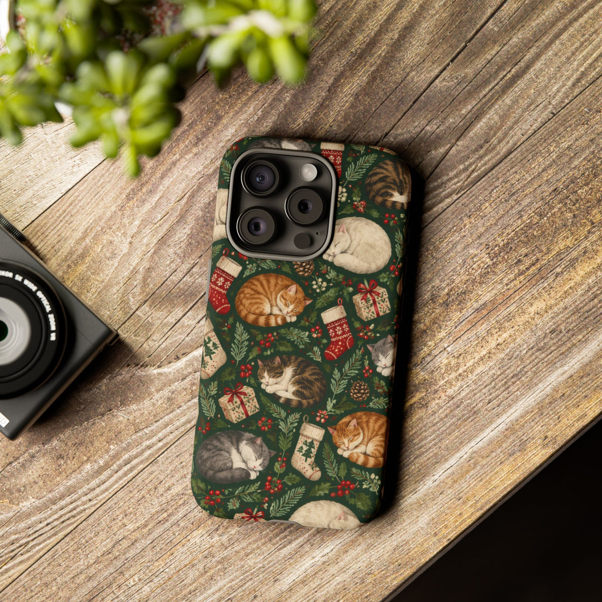 Christmas Cat Naps iPhone Tough Case | christmas cats