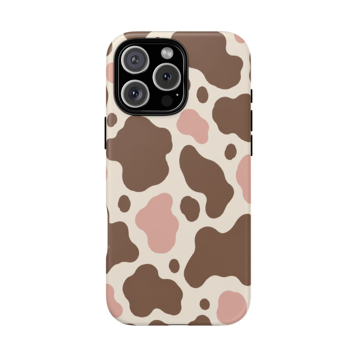 Mocha Blush iPhone Tough Case | Brown & Pink Cow Print