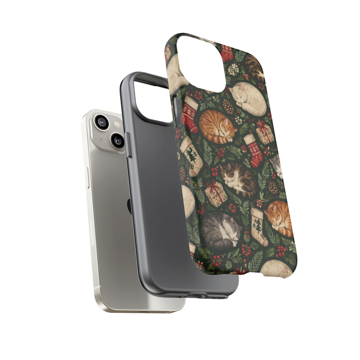 Christmas Cat Naps iPhone Tough Case | christmas cats