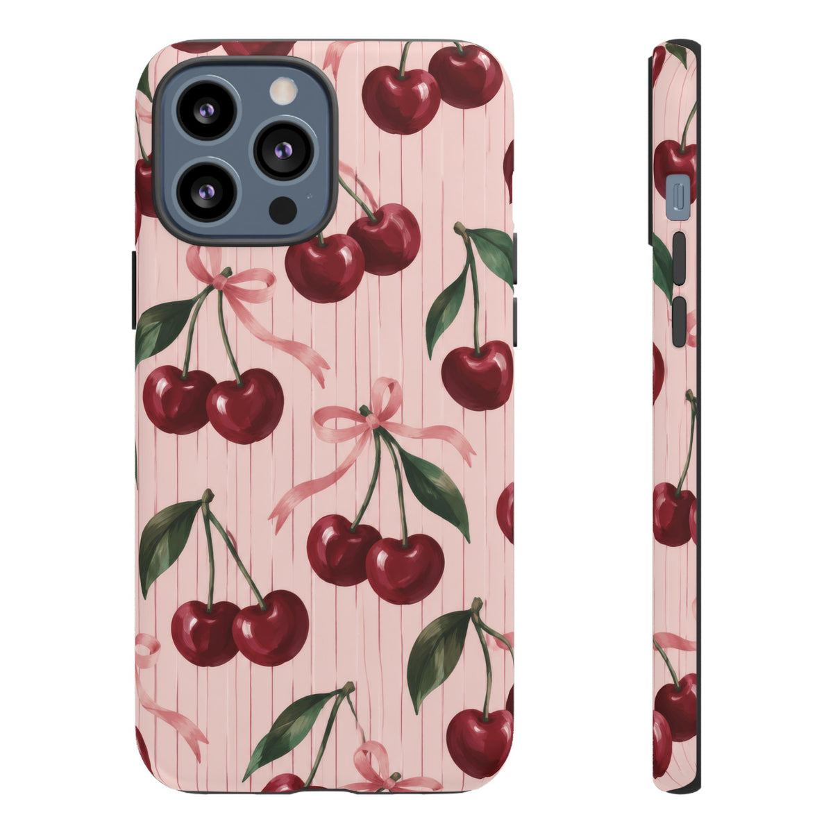 Cherry Ribbon iPhone Tough Case | cherry print
