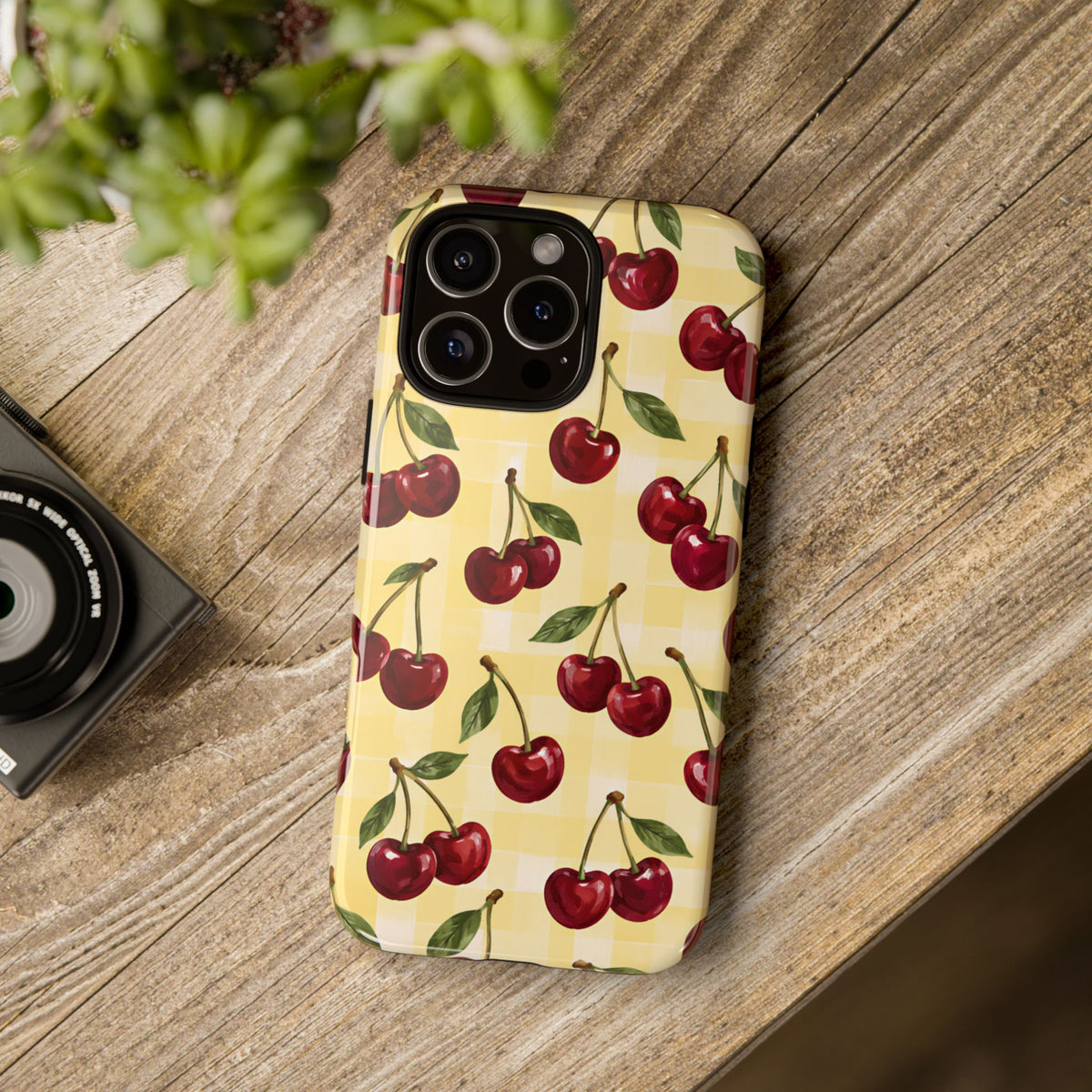 Cherry Gingham iPhone Tough Case | Cherry Picnic