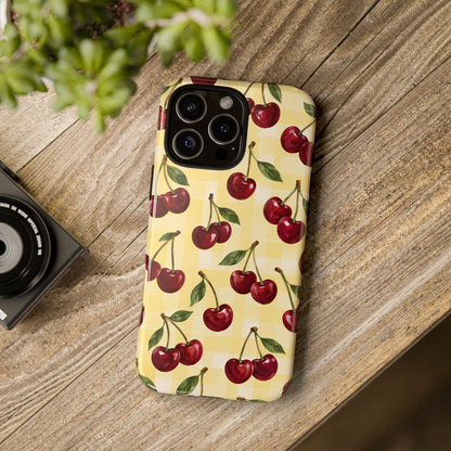Cherry Gingham iPhone Tough Case | Cherry Picnic