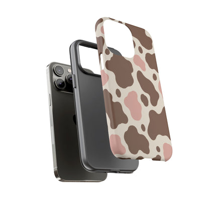 Mocha Blush iPhone Tough Case | Brown & Pink Cow Print