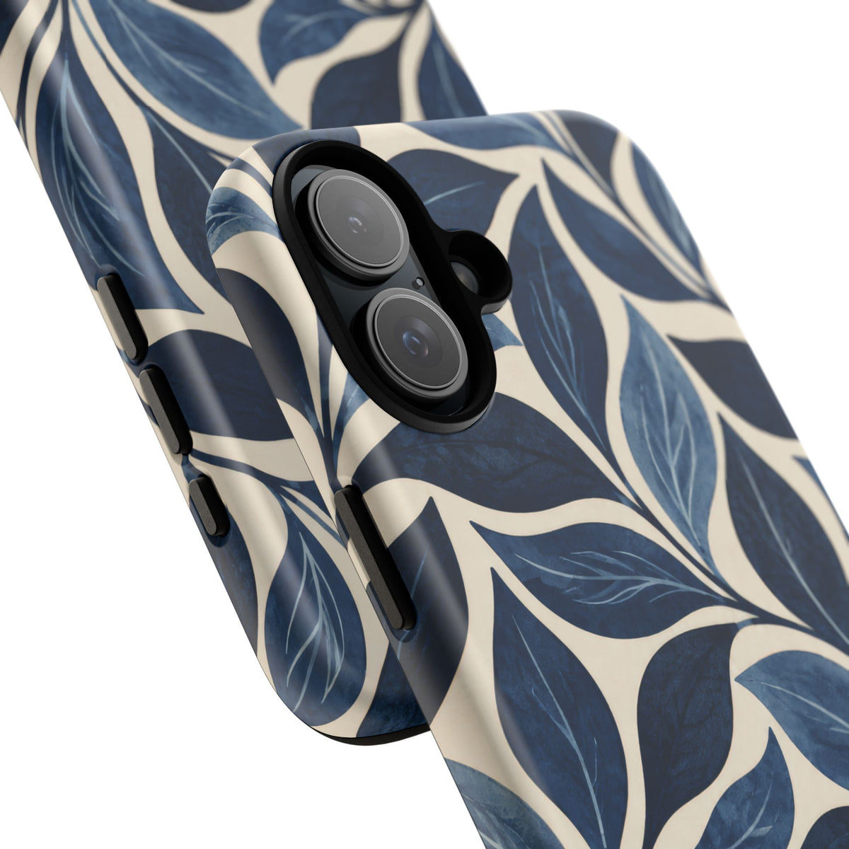 Indigo Folia iPhone Tough Case | Indigo & Ivory Leaf Pattern