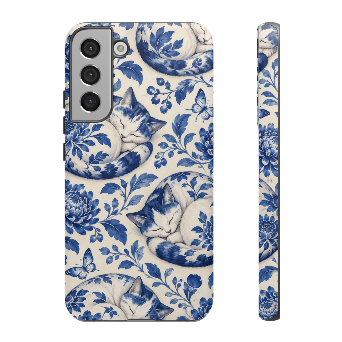 Porcelain Paws Samsung Galaxy Tough Case | blue cat pattern