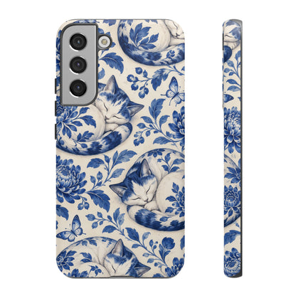Porcelain Paws Samsung Galaxy Tough Case | blue cat pattern