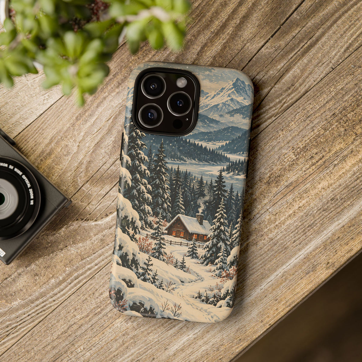 Vintage Winter Cabin Tough Phone Case