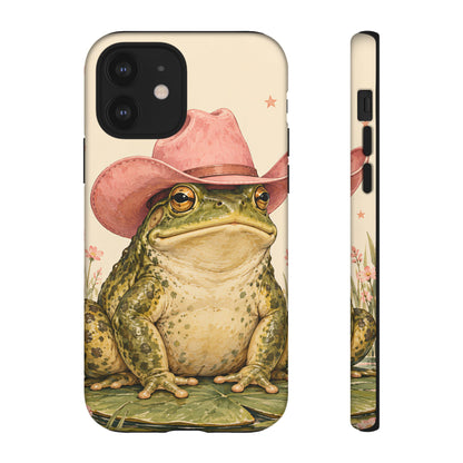 Cowboy Frog iPhone Tough Case | Pink Hat Bullfrog