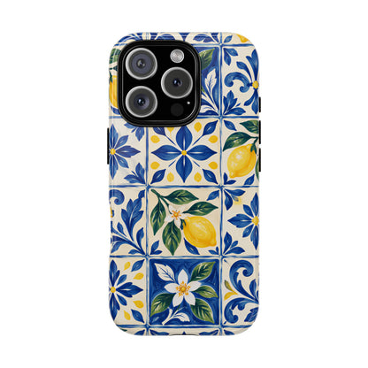 Blue Lemon Tile iPhone Tough Case | Azulejo Orchard