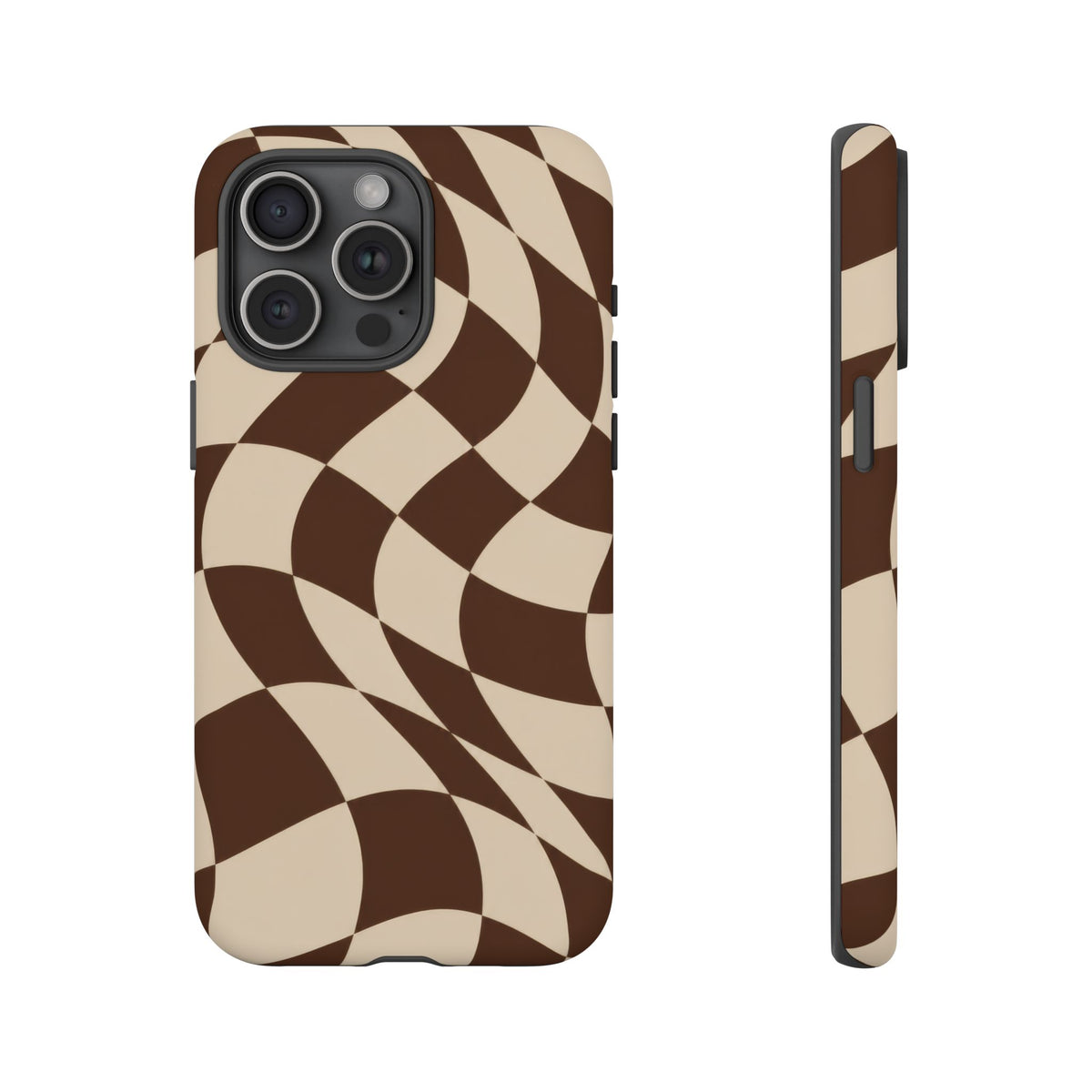 Espresso Wave iPhone Tough Case | brown checkerboard