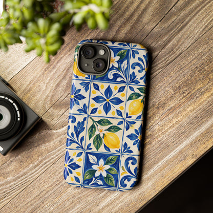 Blue Lemon Tile iPhone Tough Case | Azulejo Orchard