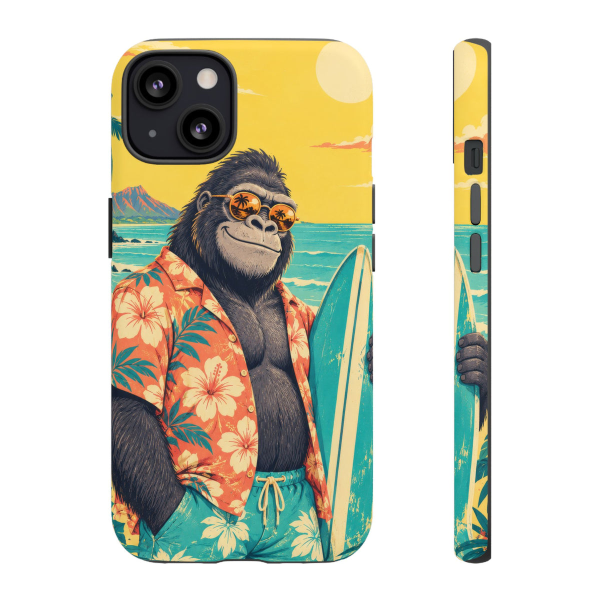Banana Break iPhone Tough Case | Retro Surf Gorilla Art