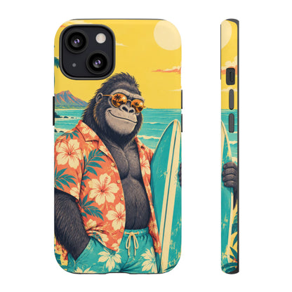 Banana Break iPhone Tough Case | Retro Surf Gorilla Art