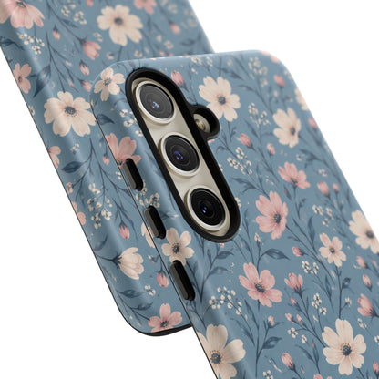 Blue Meadow Samsung Galaxy Tough Case | Pink & Ivory Floral on Blue