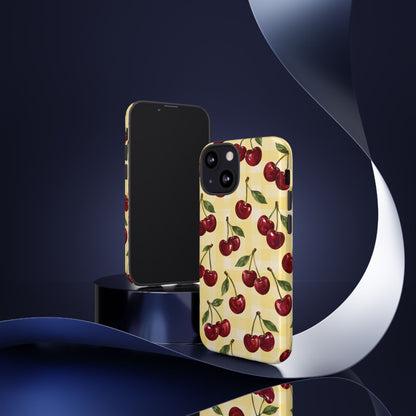 Cherry Gingham iPhone Tough Case | Cherry Picnic