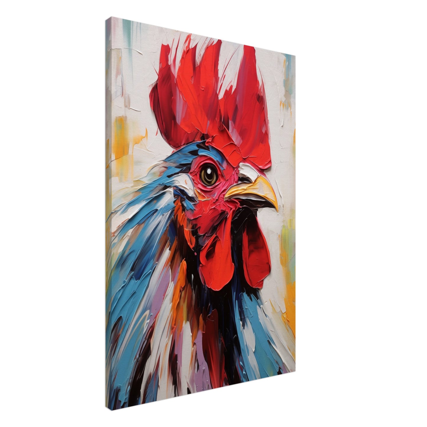 Canvas Wall Art - Rooster Oil Painting - Vibrant Vigilance