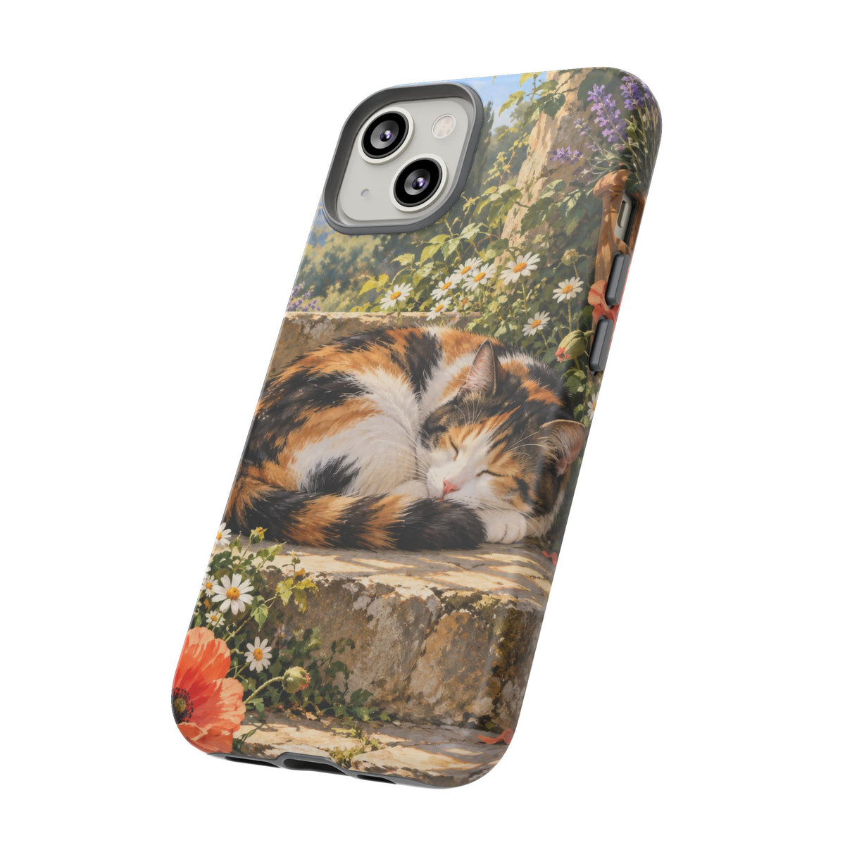 Garden Nap iPhone Tough Case | calico cat