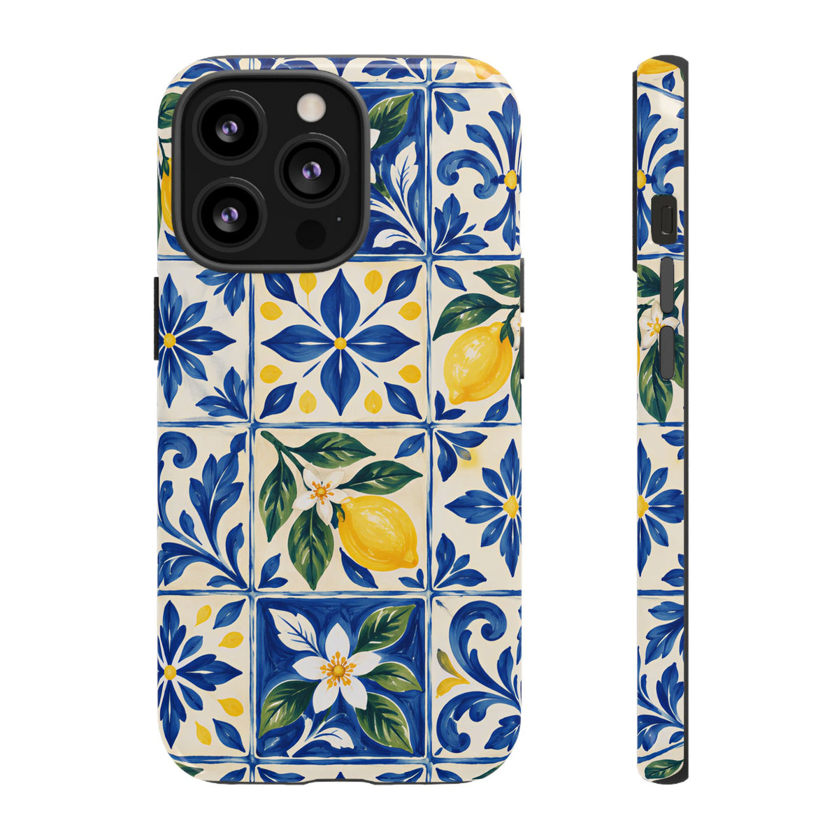 Blue Lemon Tile iPhone Tough Case | Azulejo Orchard