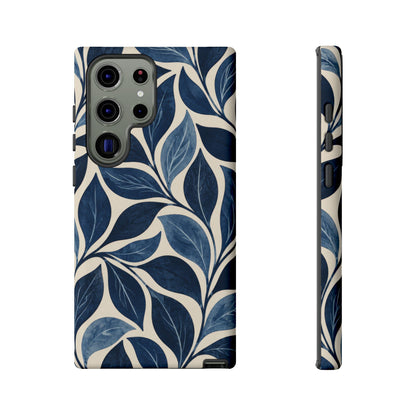 Indigo Folia Samsung Galaxy Tough Case | Indigo & Ivory Leaf Pattern