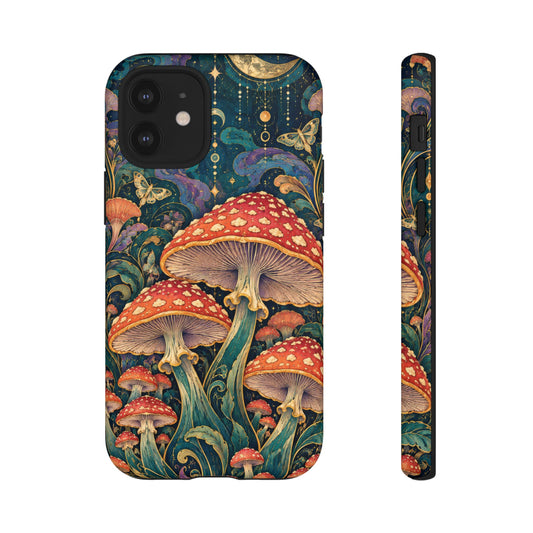 Cosmic Amanita iPhone Tough Case | Art Nouveau Mushroom