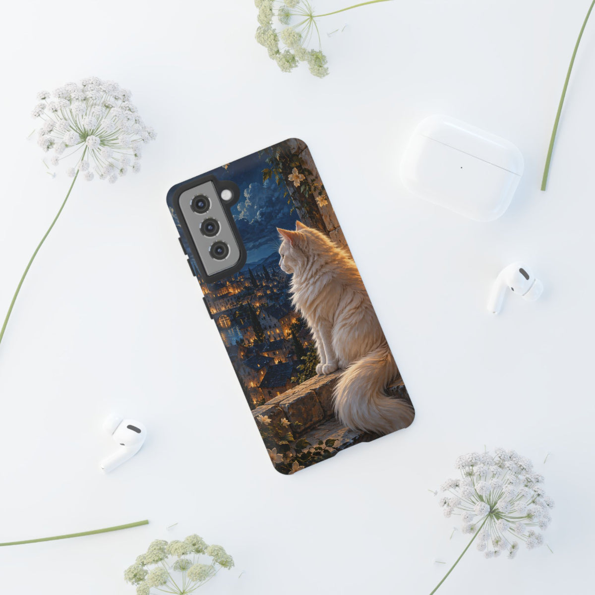 Moonlit Window Samsung Galaxy Tough Case | white cat
