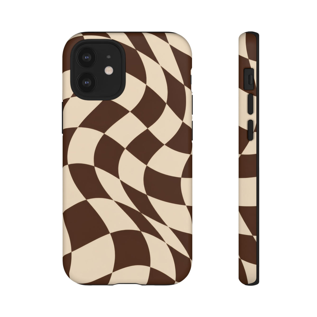 Espresso Wave iPhone Tough Case | brown checkerboard