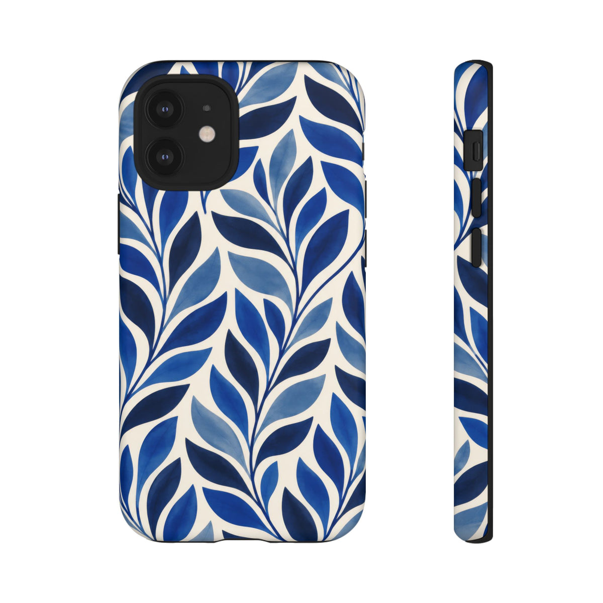 Cobalt Current iPhone Tough Case | Cobalt Blue Leaf Pattern