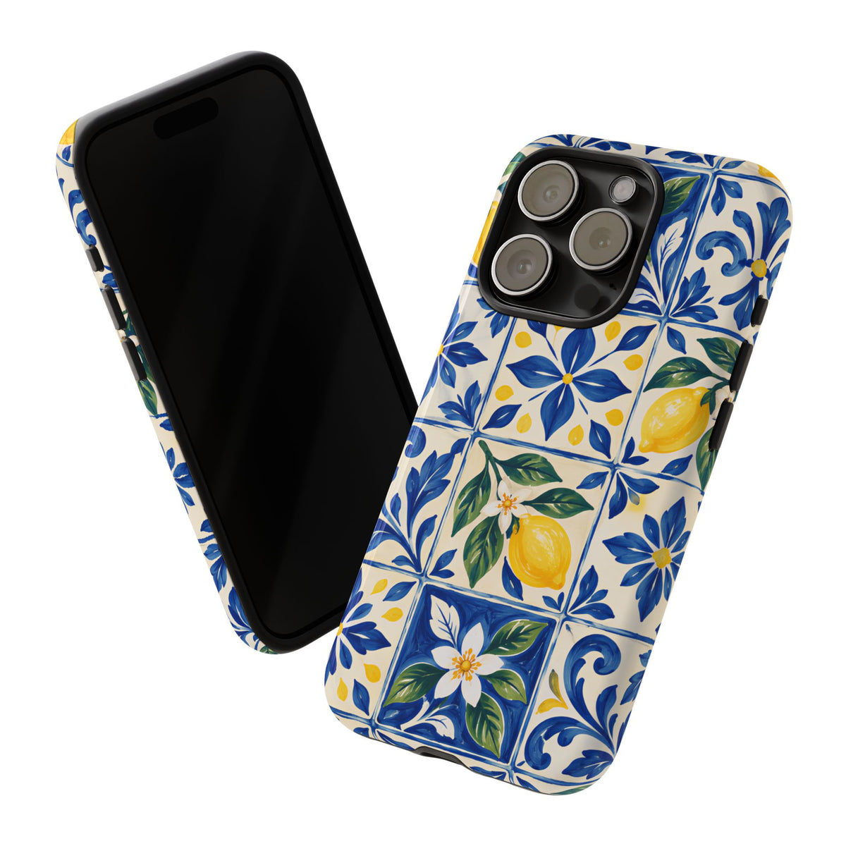 Blue Lemon Tile iPhone Tough Case | Azulejo Orchard