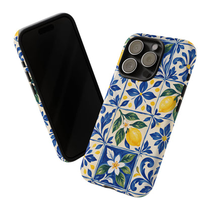 Blue Lemon Tile iPhone Tough Case | Azulejo Orchard