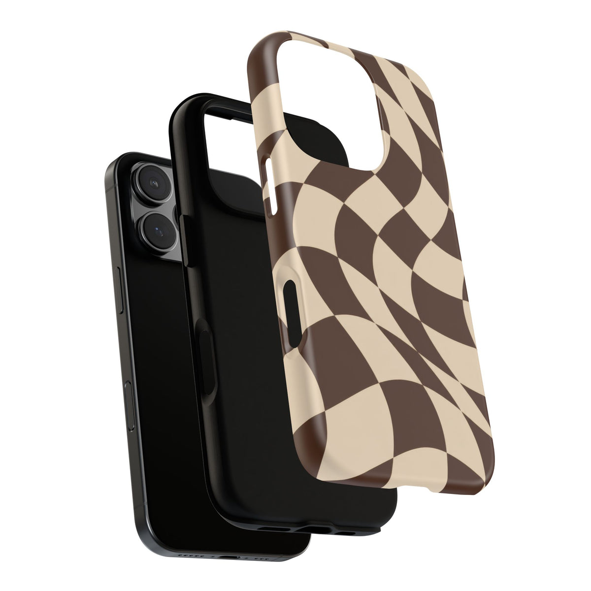 Espresso Wave iPhone Tough Case | brown checkerboard