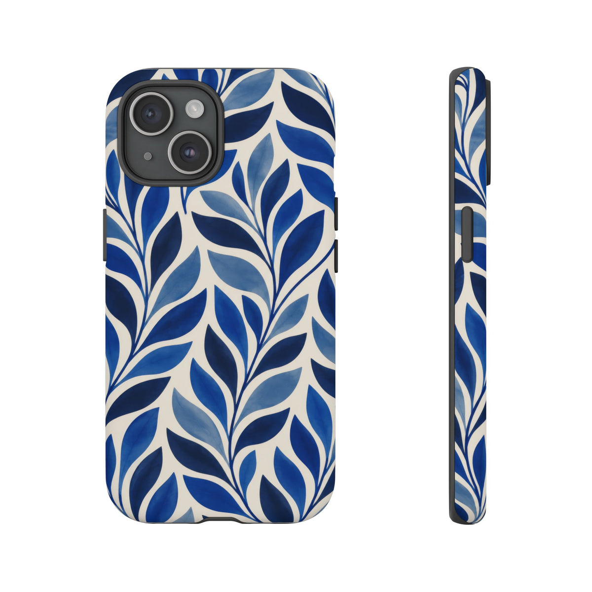 Cobalt Current iPhone Tough Case | Cobalt Blue Leaf Pattern