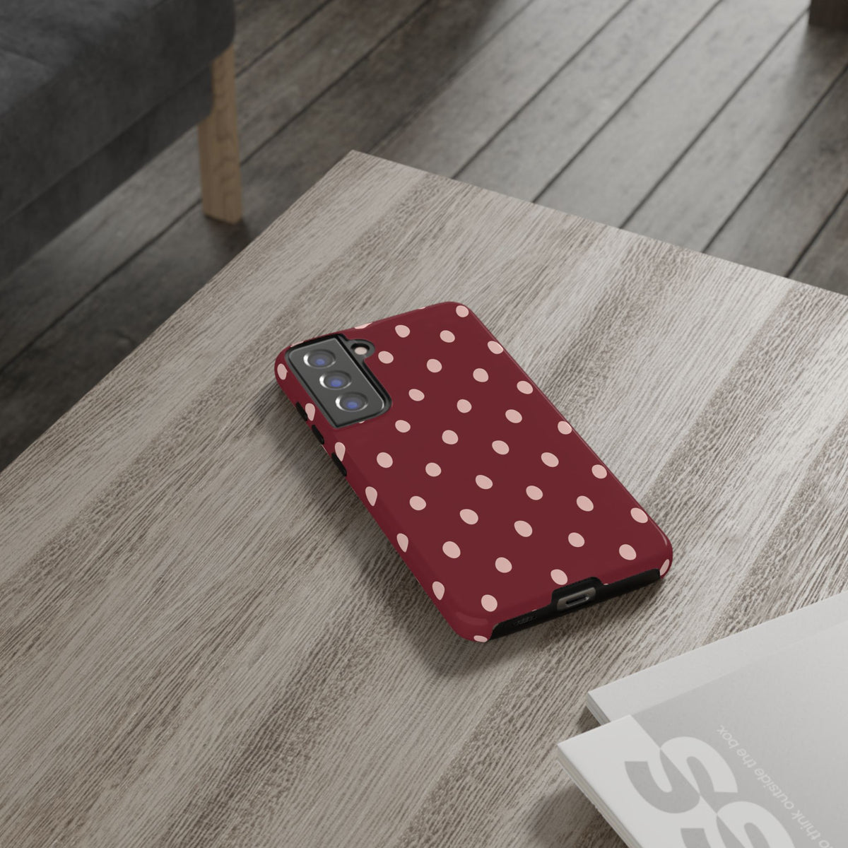 Burgundy Polka Dot Samsung Galaxy Tough Case | Mulberry Confetti