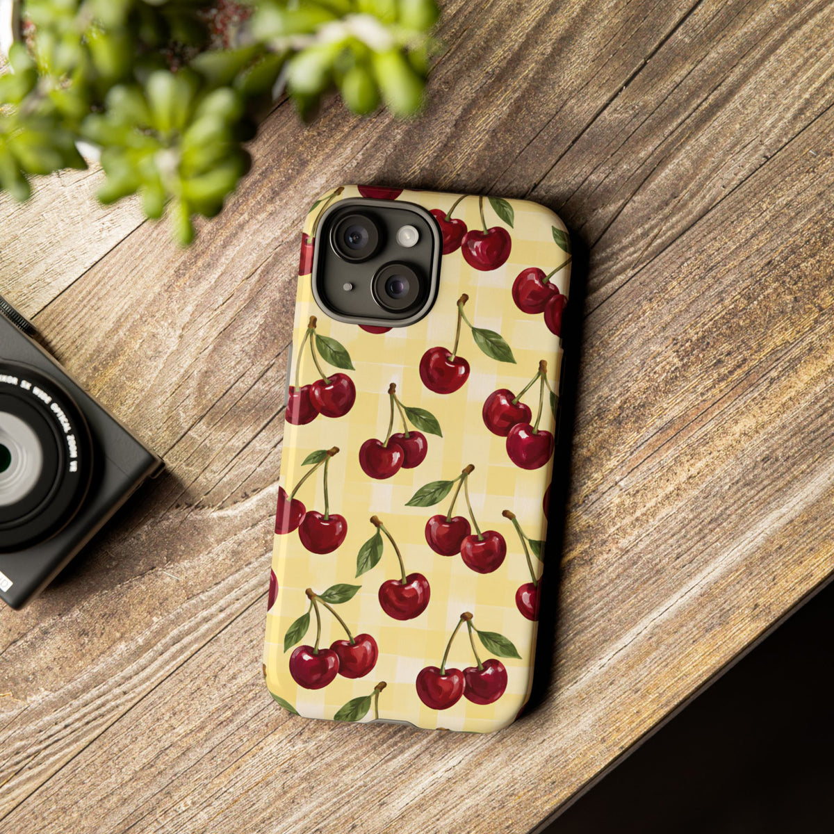 Cherry Gingham iPhone Tough Case | Cherry Picnic
