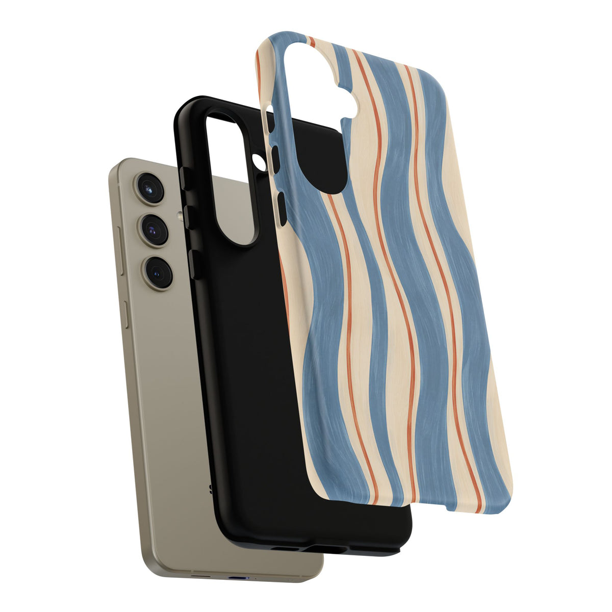 Blue Wavy Stripe Samsung Galaxy Tough Case | Riviera Ribbons