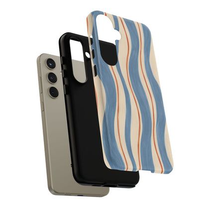 Blue Wavy Stripe Samsung Galaxy Tough Case | Riviera Ribbons