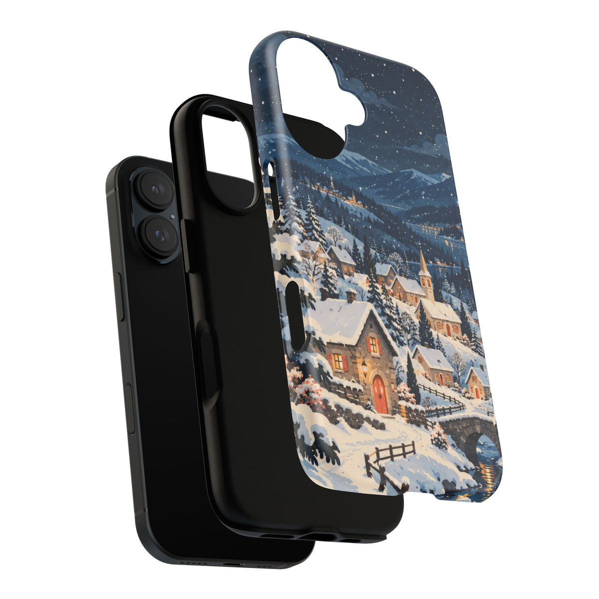 Snowfall on Juniper Lane iPhone Tough Case | christmas village