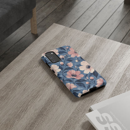 Dusk Blossom Samsung Galaxy Tough Case | Pink & Ivory Floral on Blue