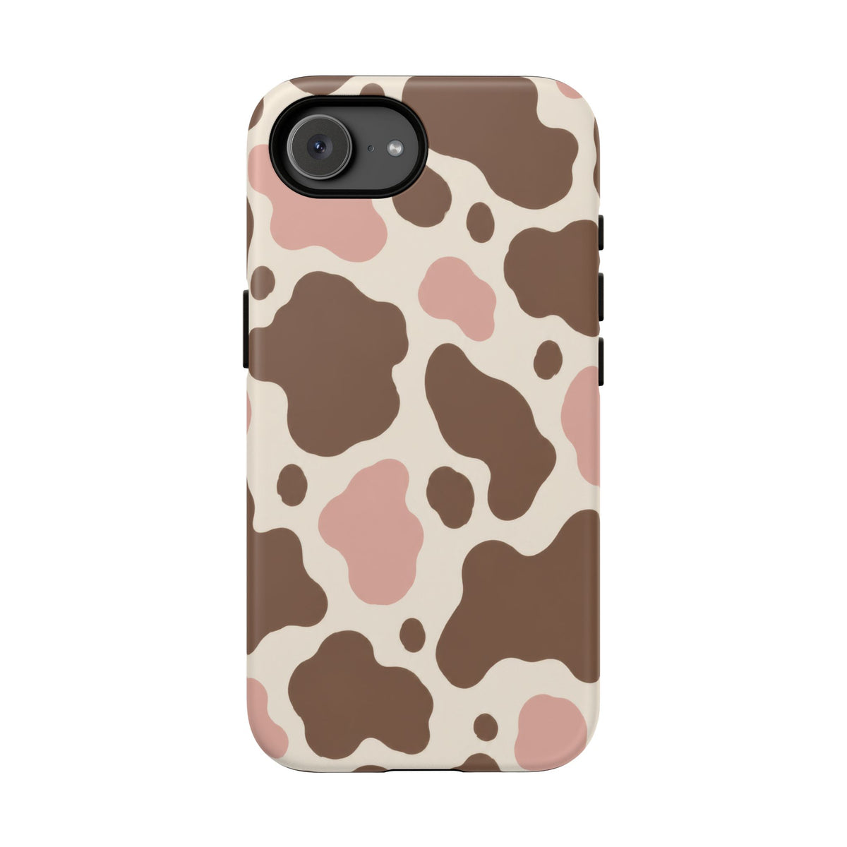 Mocha Blush iPhone Tough Case | Brown & Pink Cow Print