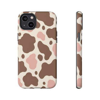 Mocha Blush iPhone Tough Case | Brown & Pink Cow Print