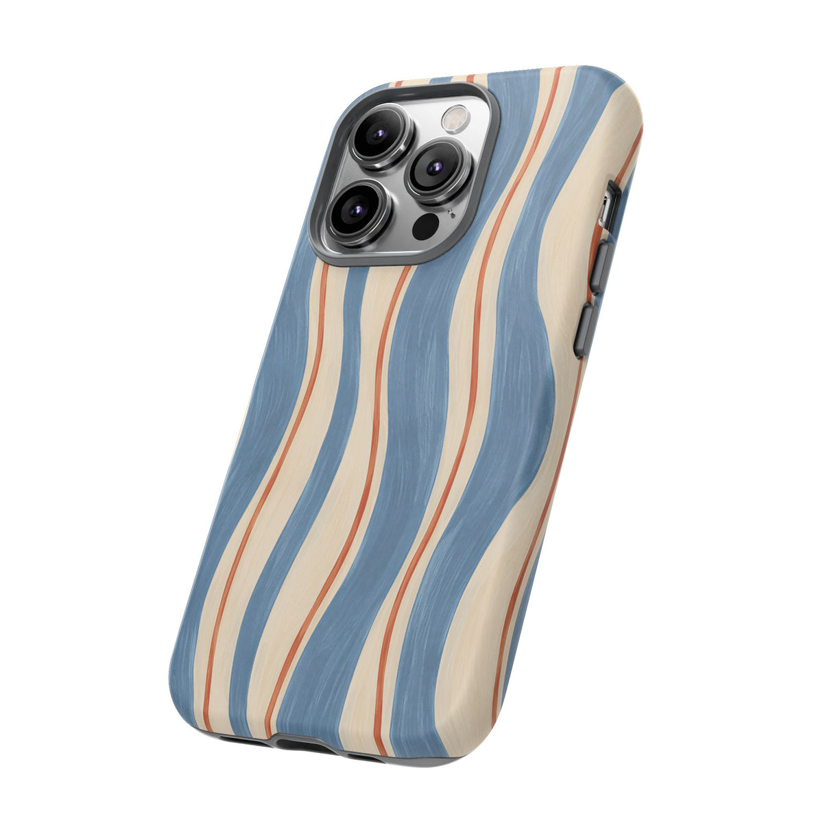 Blue Wavy Stripe iPhone Tough Case | Riviera Ribbons