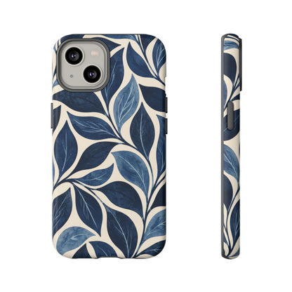 Indigo Folia iPhone Tough Case | Indigo & Ivory Leaf Pattern