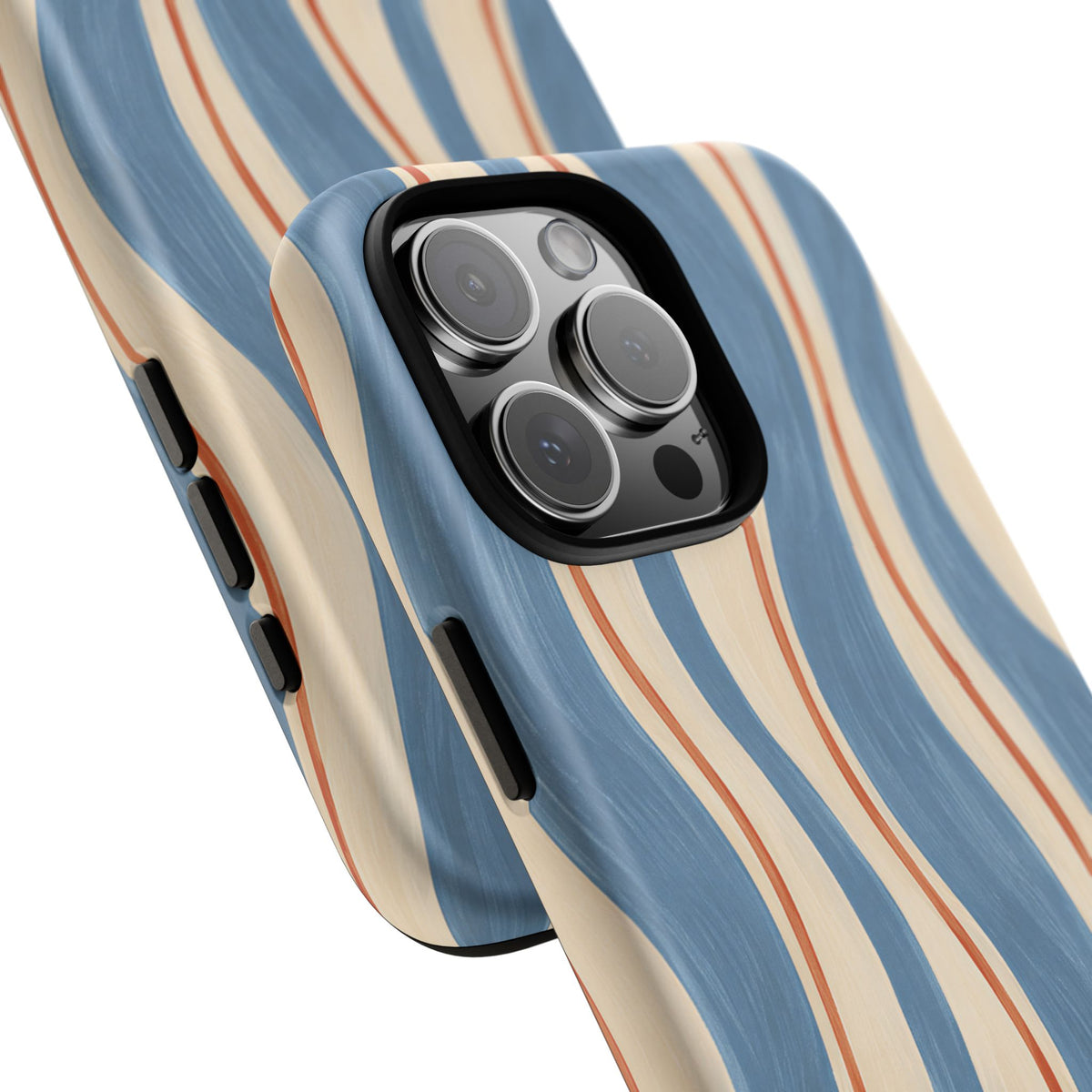 Blue Wavy Stripe iPhone Tough Case | Riviera Ribbons