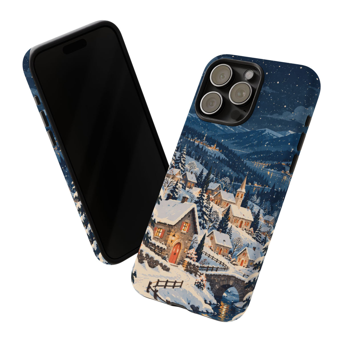 Snowfall on Juniper Lane iPhone Tough Case | christmas village