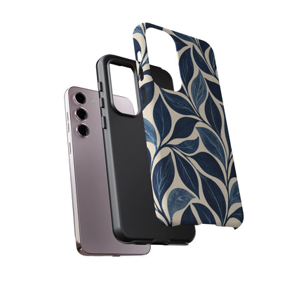 Indigo Folia Samsung Galaxy Tough Case | Indigo & Ivory Leaf Pattern