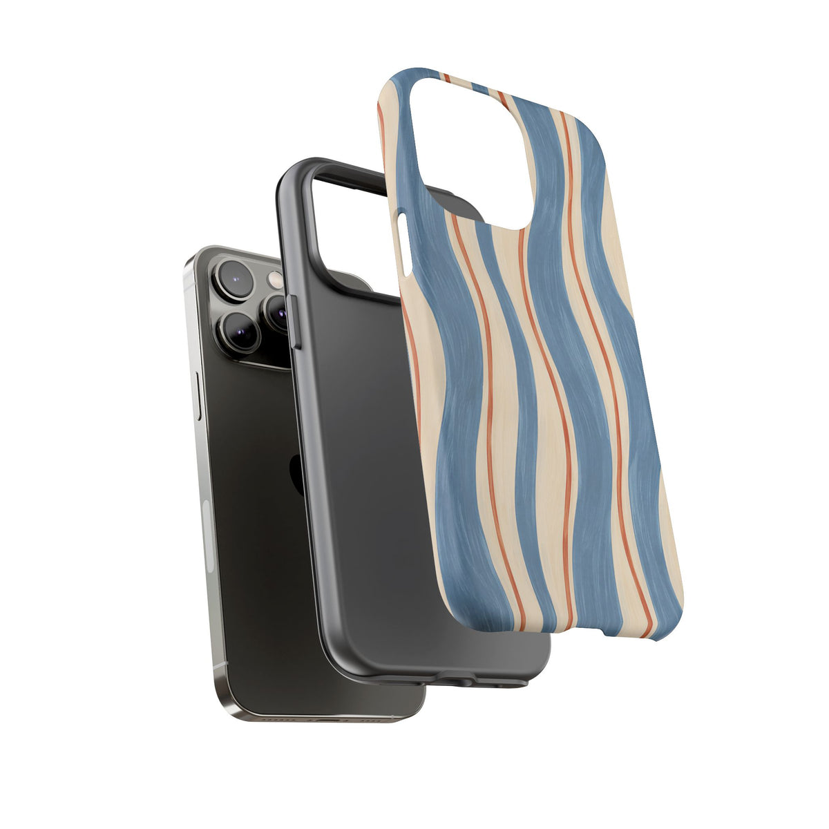 Blue Wavy Stripe iPhone Tough Case | Riviera Ribbons