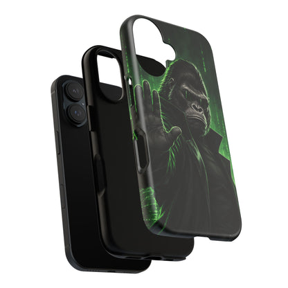 Cyberpunk Gorilla iPhone Tough Case | Neon Code Silverback