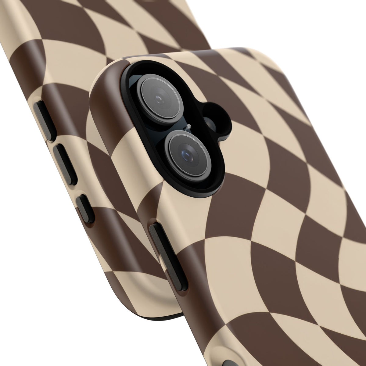 Espresso Wave iPhone Tough Case | brown checkerboard