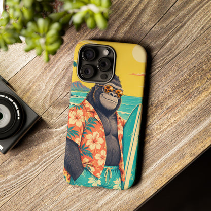 Banana Break iPhone Tough Case | Retro Surf Gorilla Art
