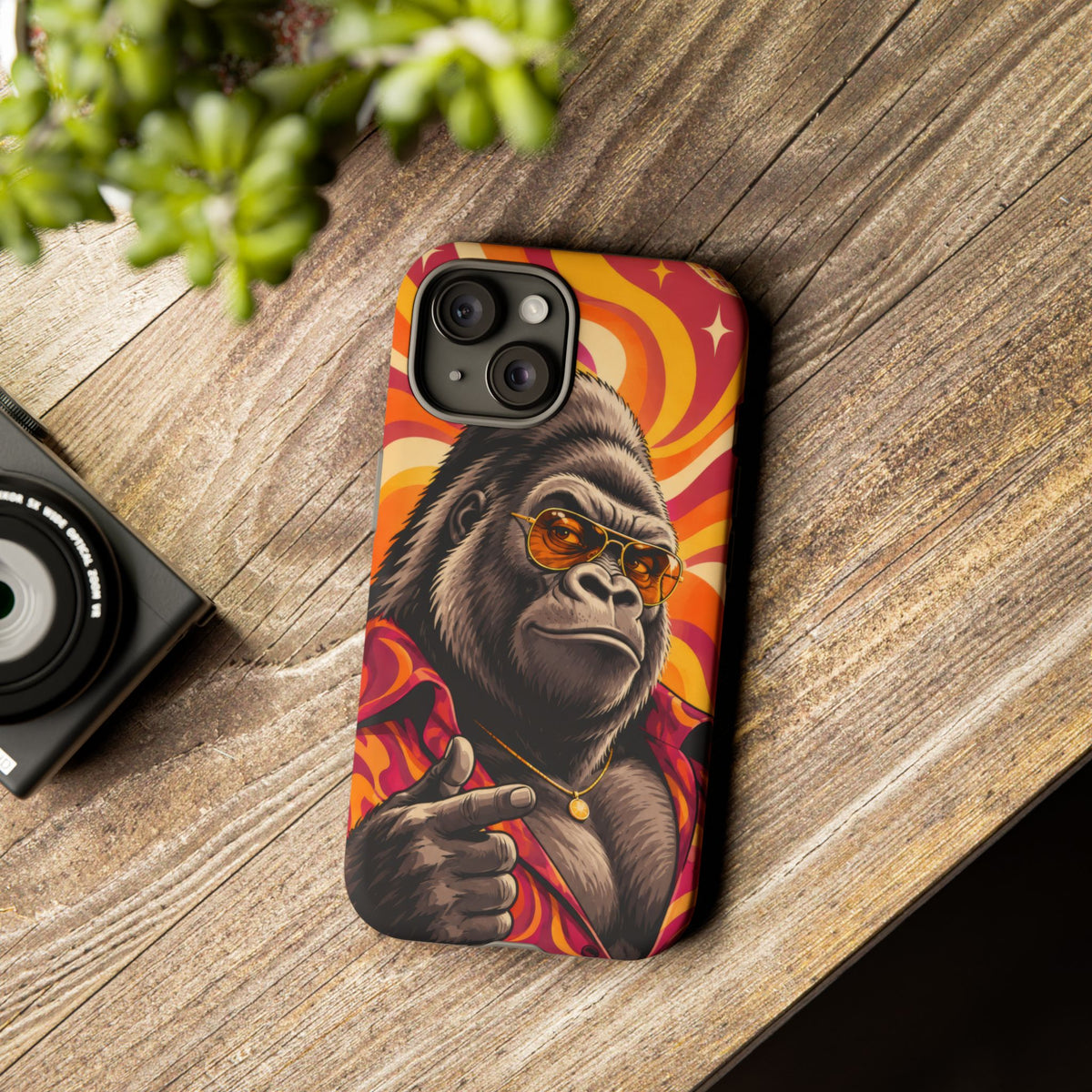 Velvet Groove iPhone Tough Case | Retro Disco Gorilla Art